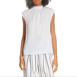 Vince Rib Trimmed Silk Shell